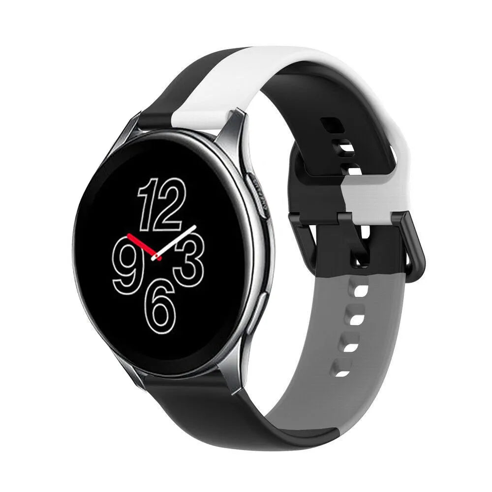 Silicone Triple Sport Strap, on a watch, 3/4 front view