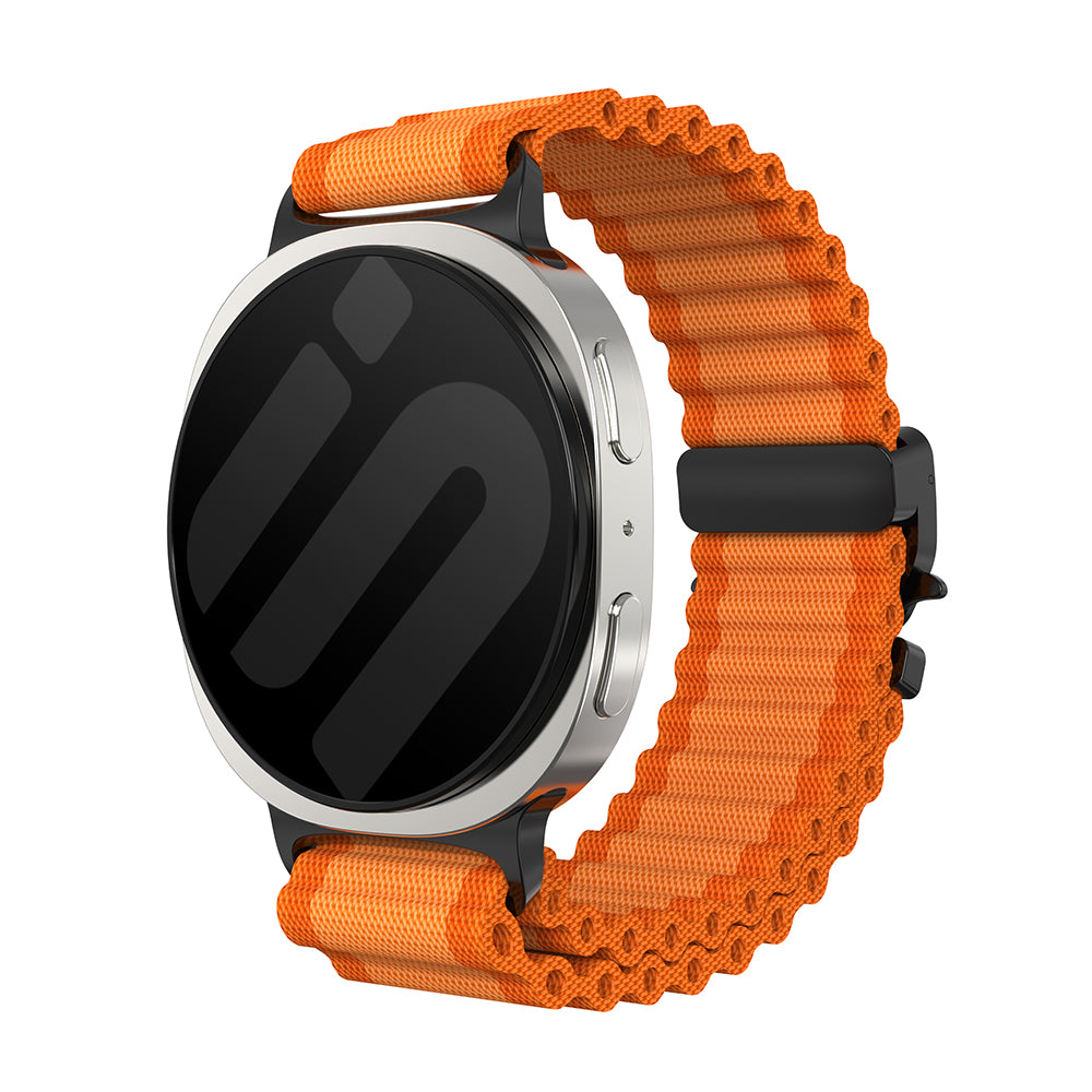 Bracelet nylon Outdoor avec boucle en P Samsung Galaxy Watch 9 - 44mm (orange avec noir)