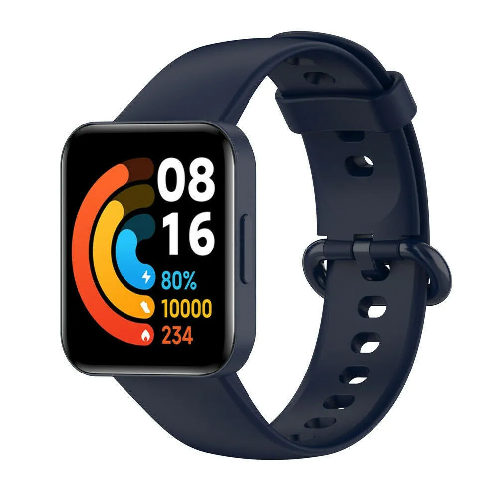 Silicone Strap, dark blue, on a watch, 3/4 front view