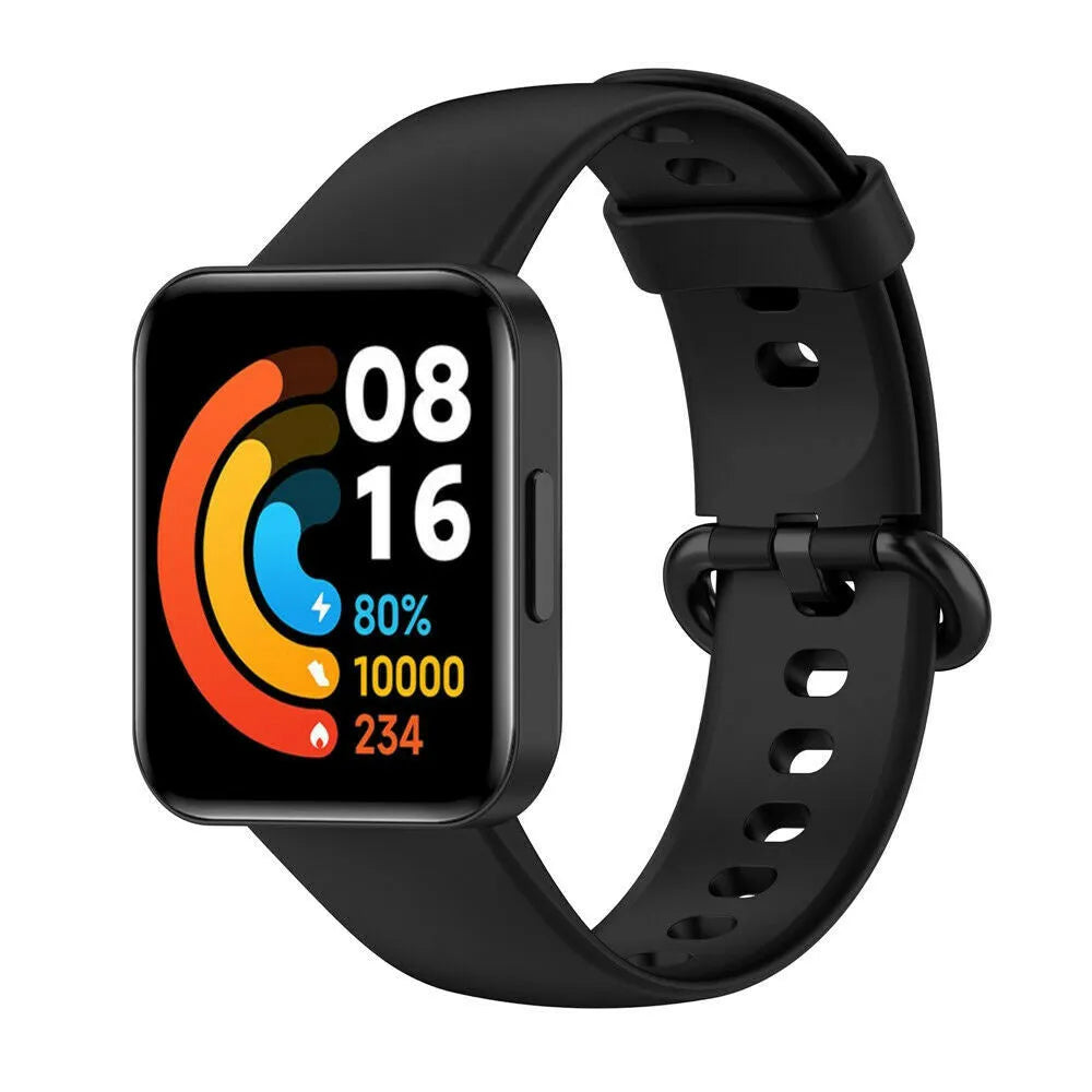 Silicone Strap, black, on a watch, 3/4 front view