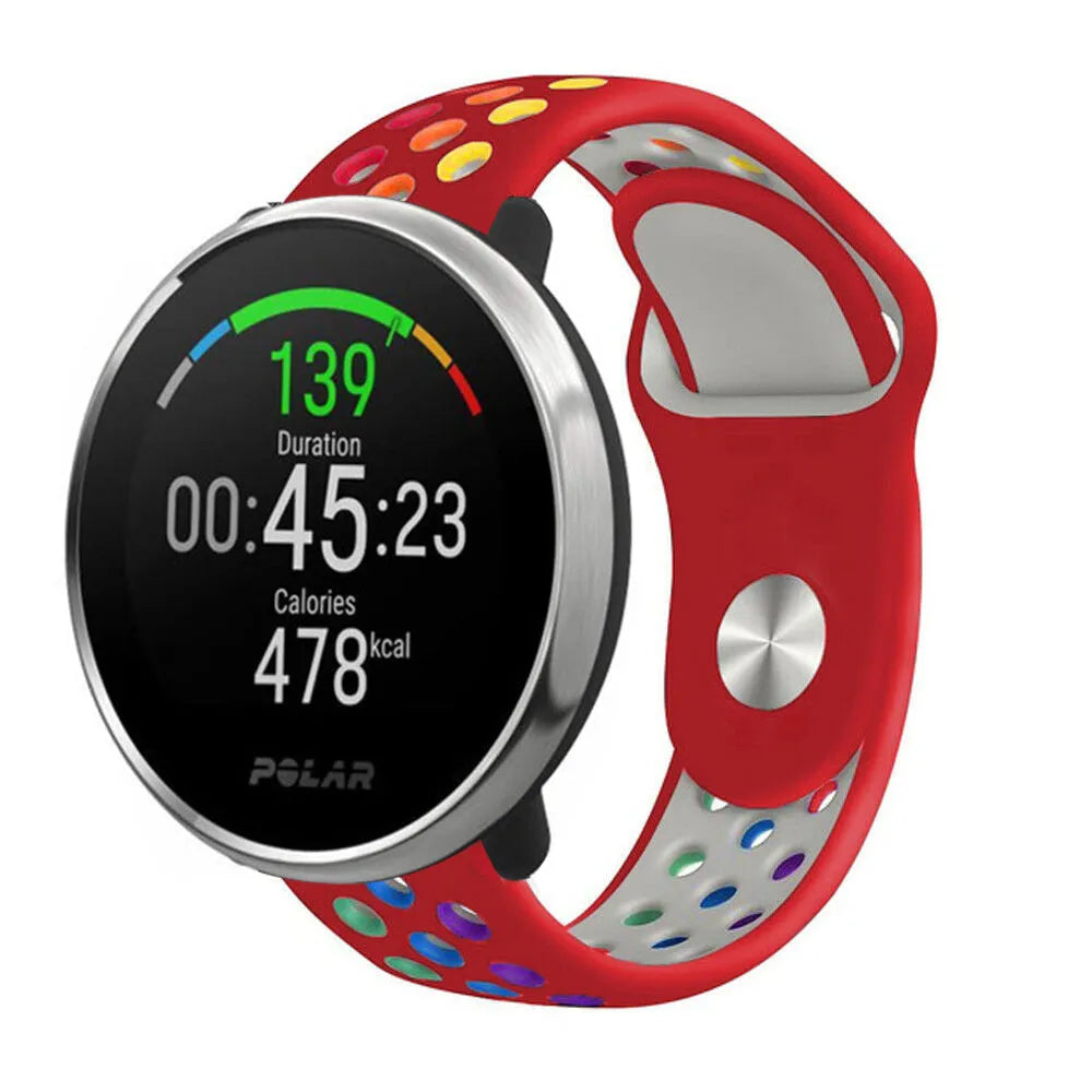 Silicone Sport Strap, on a watch, 3/4 front view