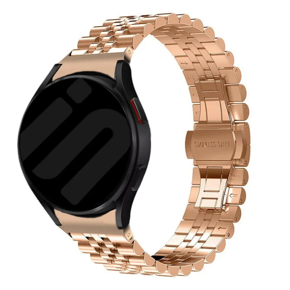 Jubilee Steel Strap, rose gold, on a watch, 3/4 front view