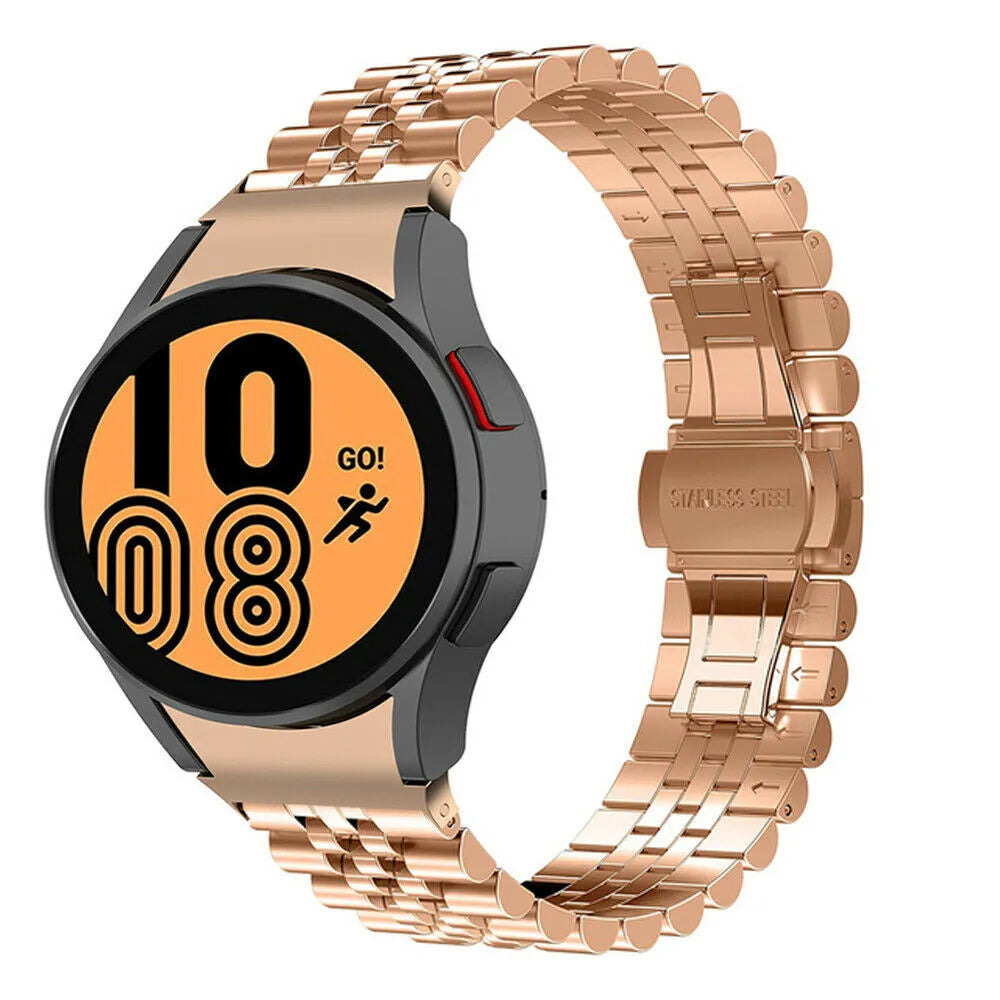 Jubilee Steel Strap, rose gold, on a watch, 3/4 front view