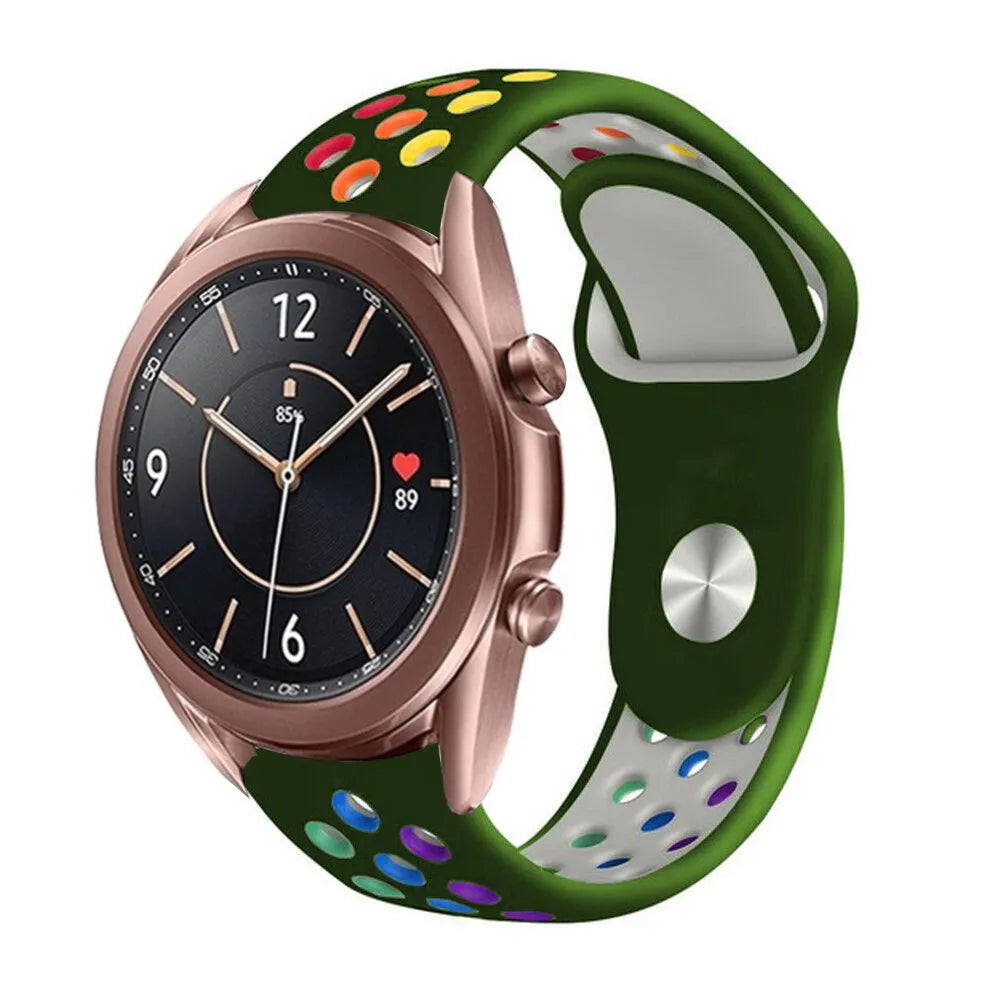 Silicone Sport Strap, on a watch, 3/4 front view