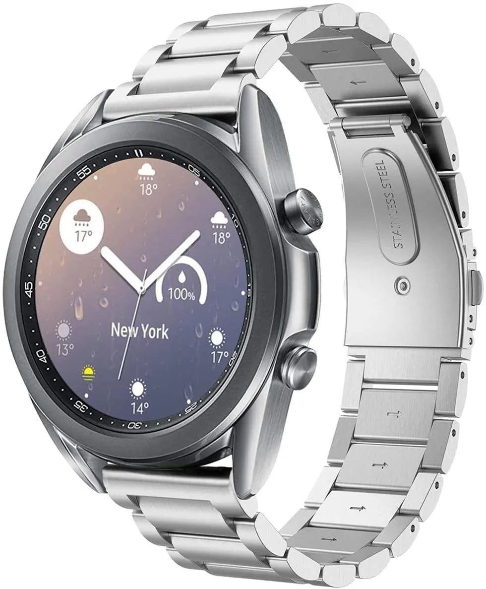 Titanium Strap, silver, on a watch, 3/4 front view