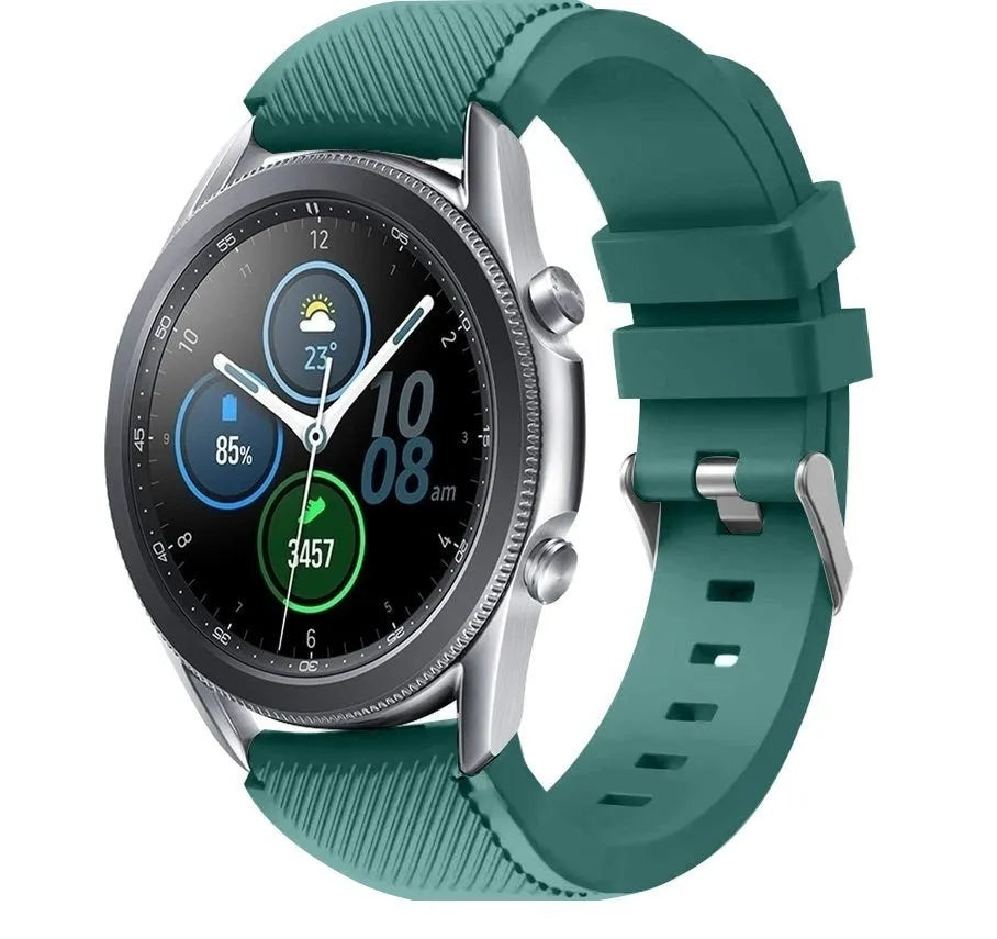 Twill Silicone Strap, on a watch, 3/4 front view