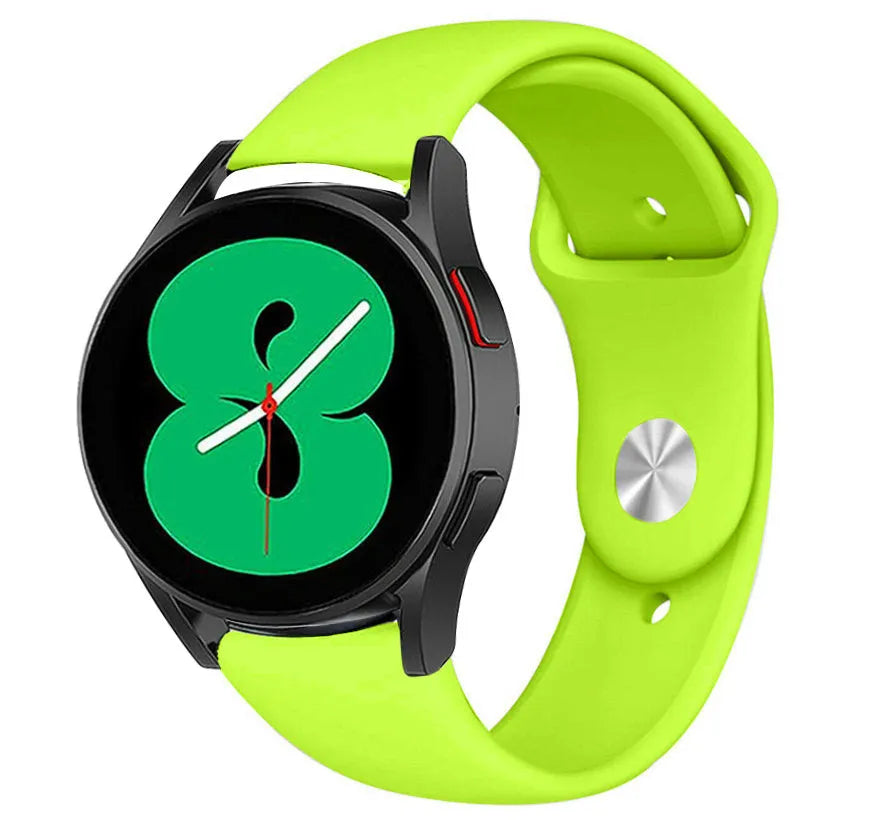 Silicone Sport Strap, light green, on a watch, 3/4 front view