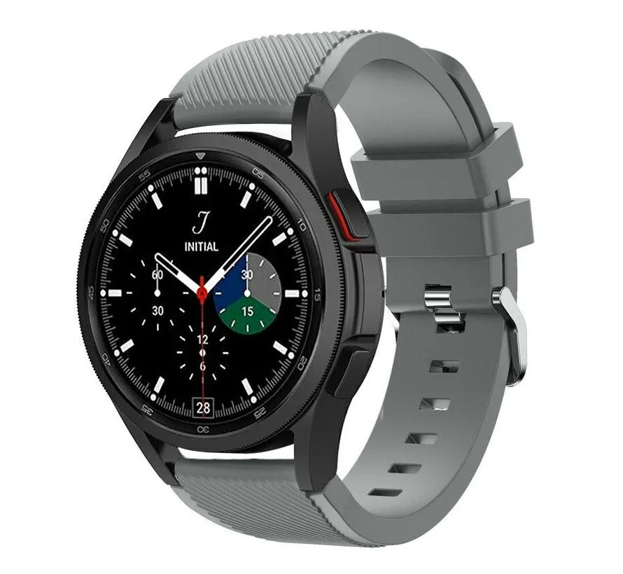 Twill Silicone Strap, grey, on a watch, 3/4 front view