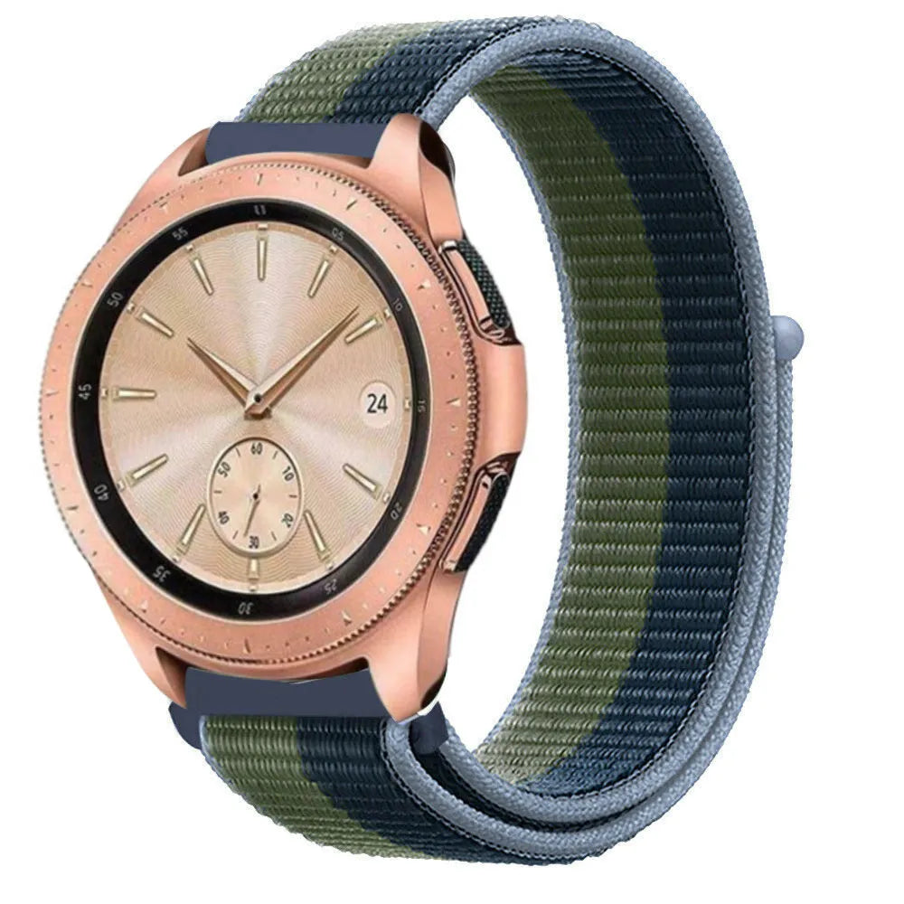 Nylon Strap, moss green, on a watch, 3/4 front view
