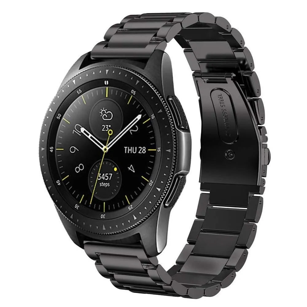Titanium Strap, black, on a watch, 3/4 front view