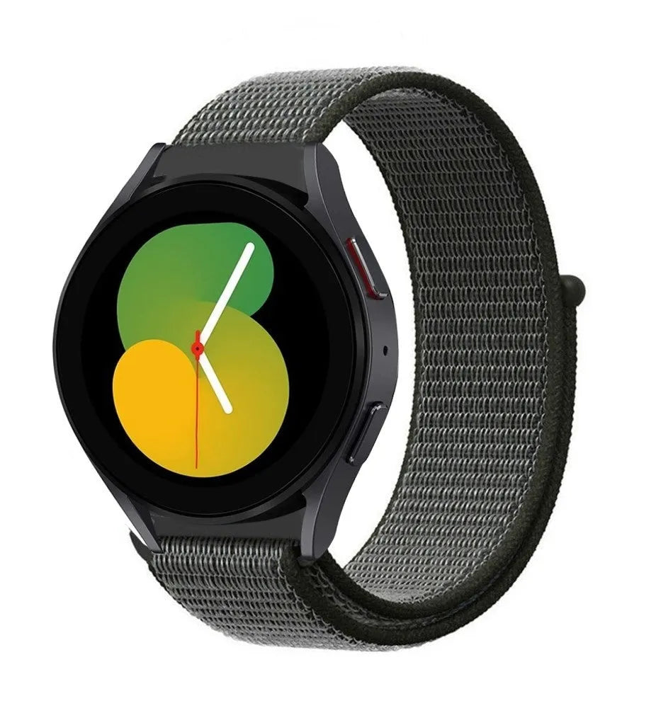 Nylon Strap, green, on a watch, 3/4 front view