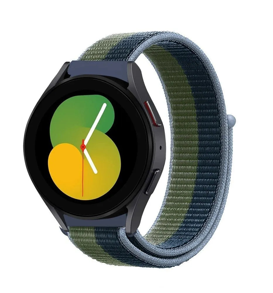 Nylon Strap, moss green, on a watch, 3/4 front view