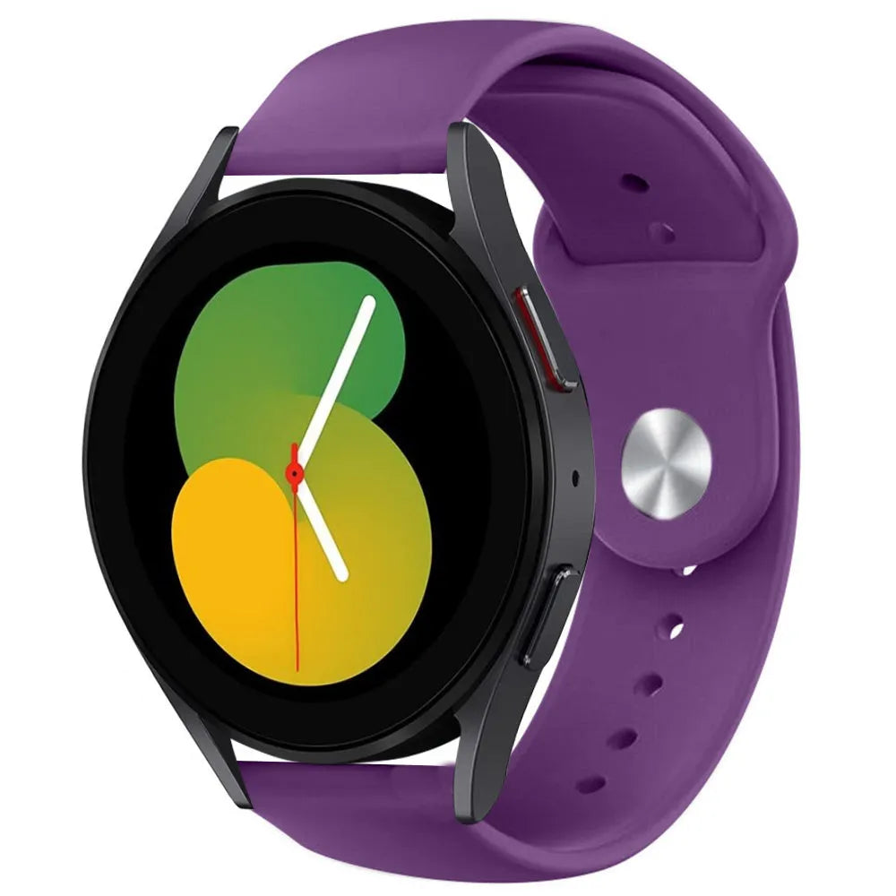 Silicone Sport Strap, purple, on a watch, 3/4 front view