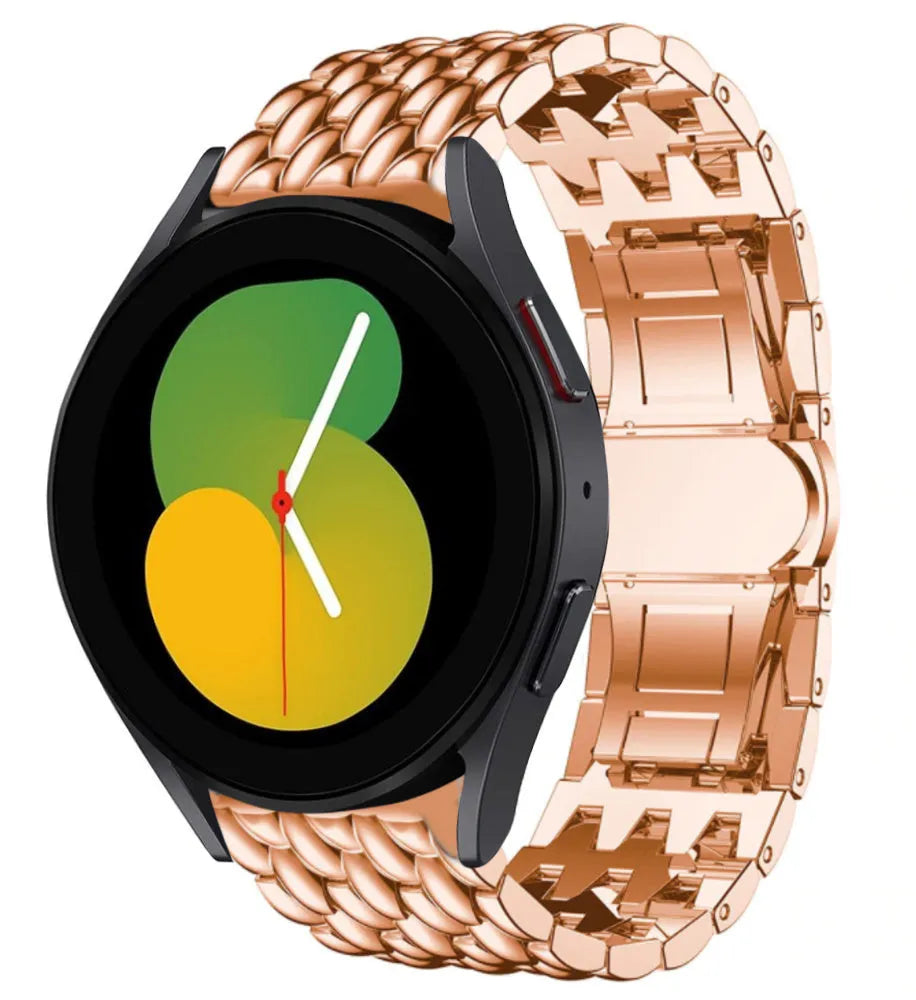 Steel Dragon Strap, rose gold, on a watch, 3/4 front view