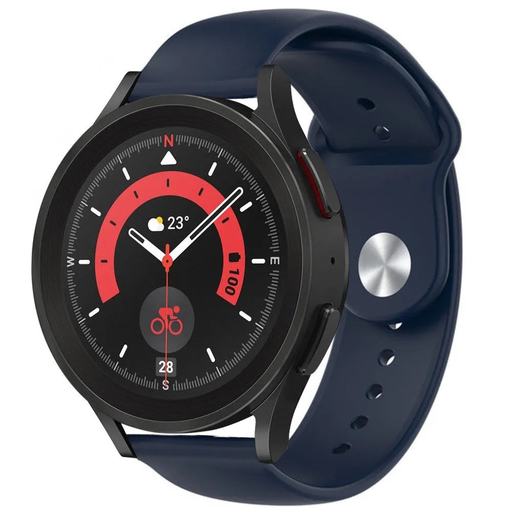 Silicone Sport Strap, dark blue, on a watch, 3/4 front view