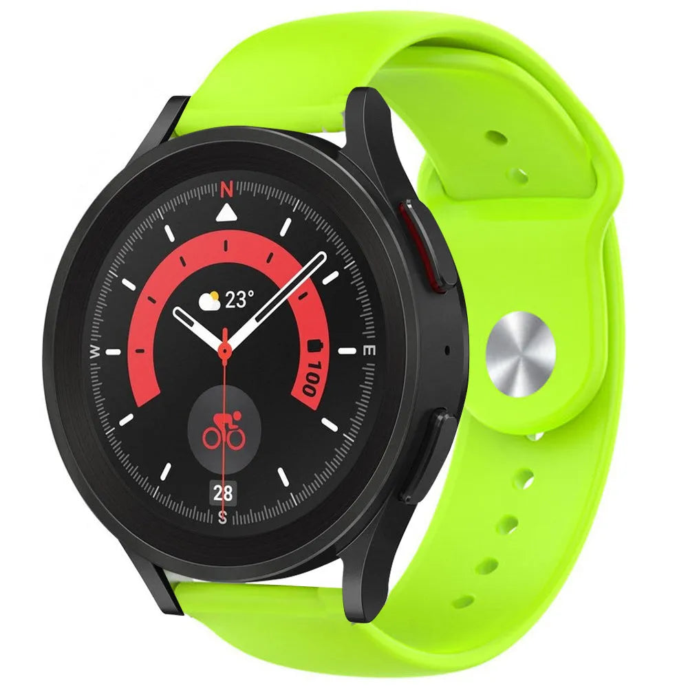 Silicone Sport Strap, light green, on a watch, 3/4 front view