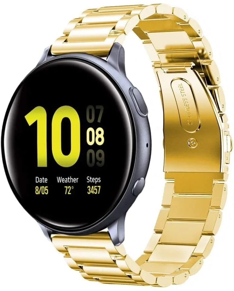 Steel Strap, gold, on a watch, 3/4 front view