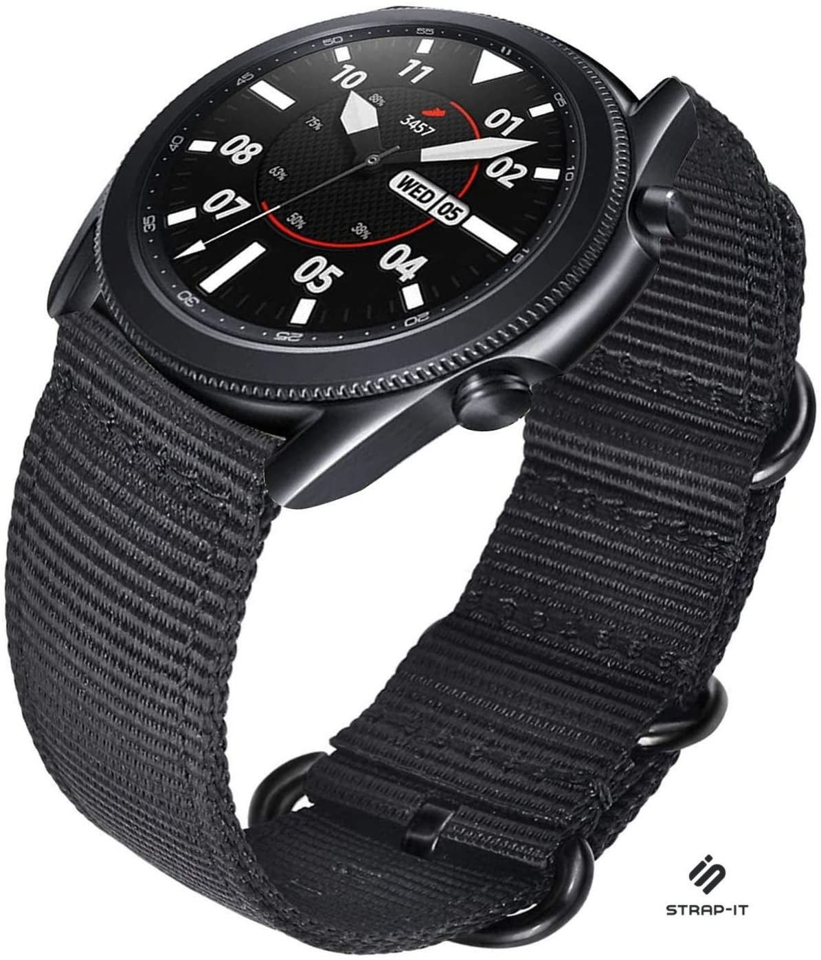 Bracelet nylon boucle Samsung Galaxy Watch 3 45mm (noir)