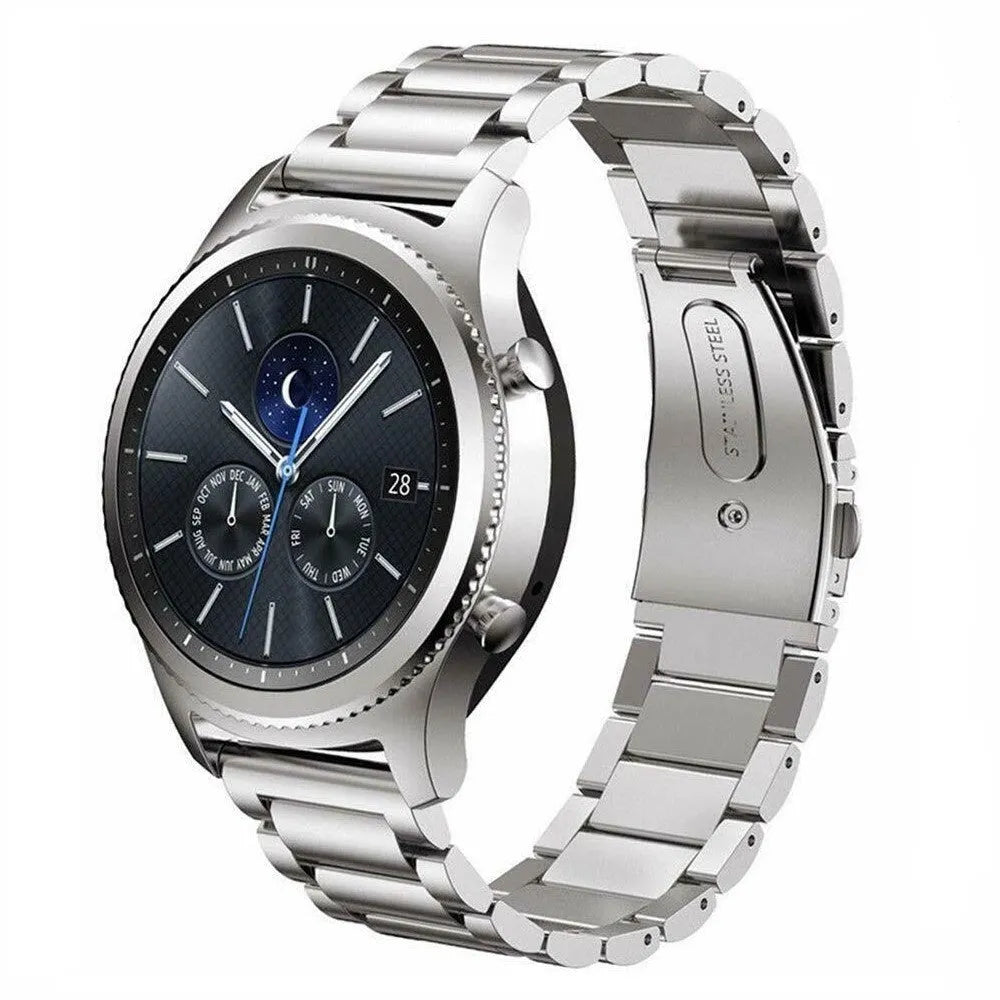 Titanium Strap, silver, on a watch, 3/4 front view