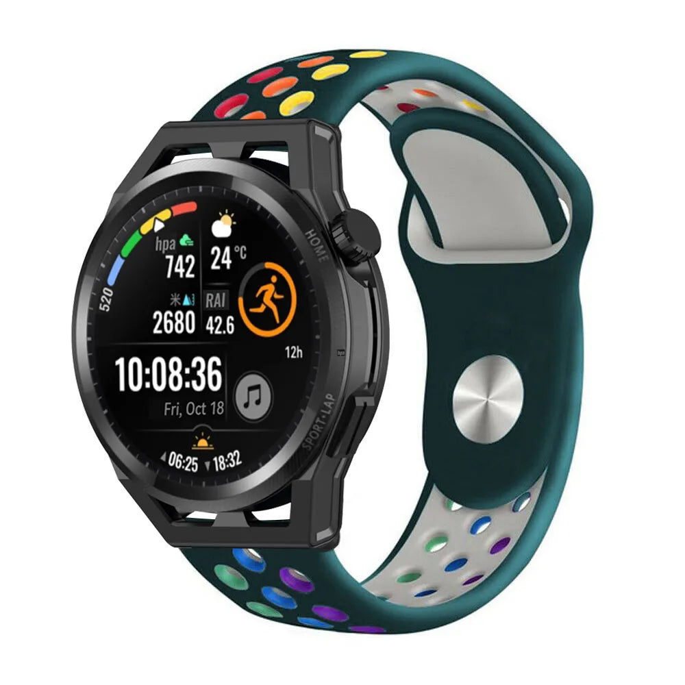 Silicone Sport Strap, on a watch, 3/4 front view