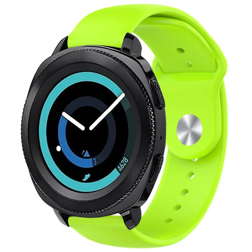 Silicone Sport Strap, light green, on a watch, 3/4 front view