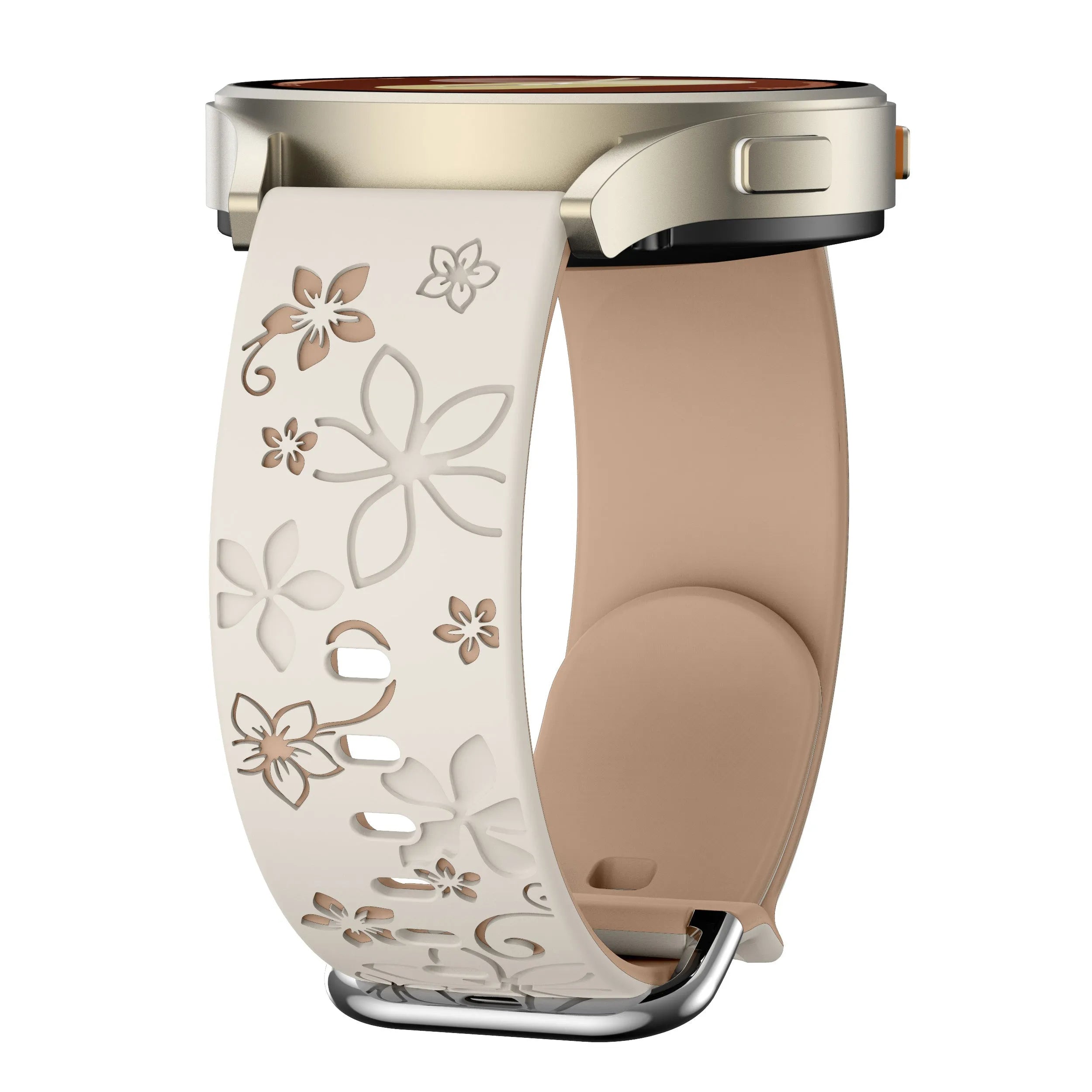 Bracelet silicone à fleurs OnePlus Watch 3 - 43mm (lumière stellaire/beige)