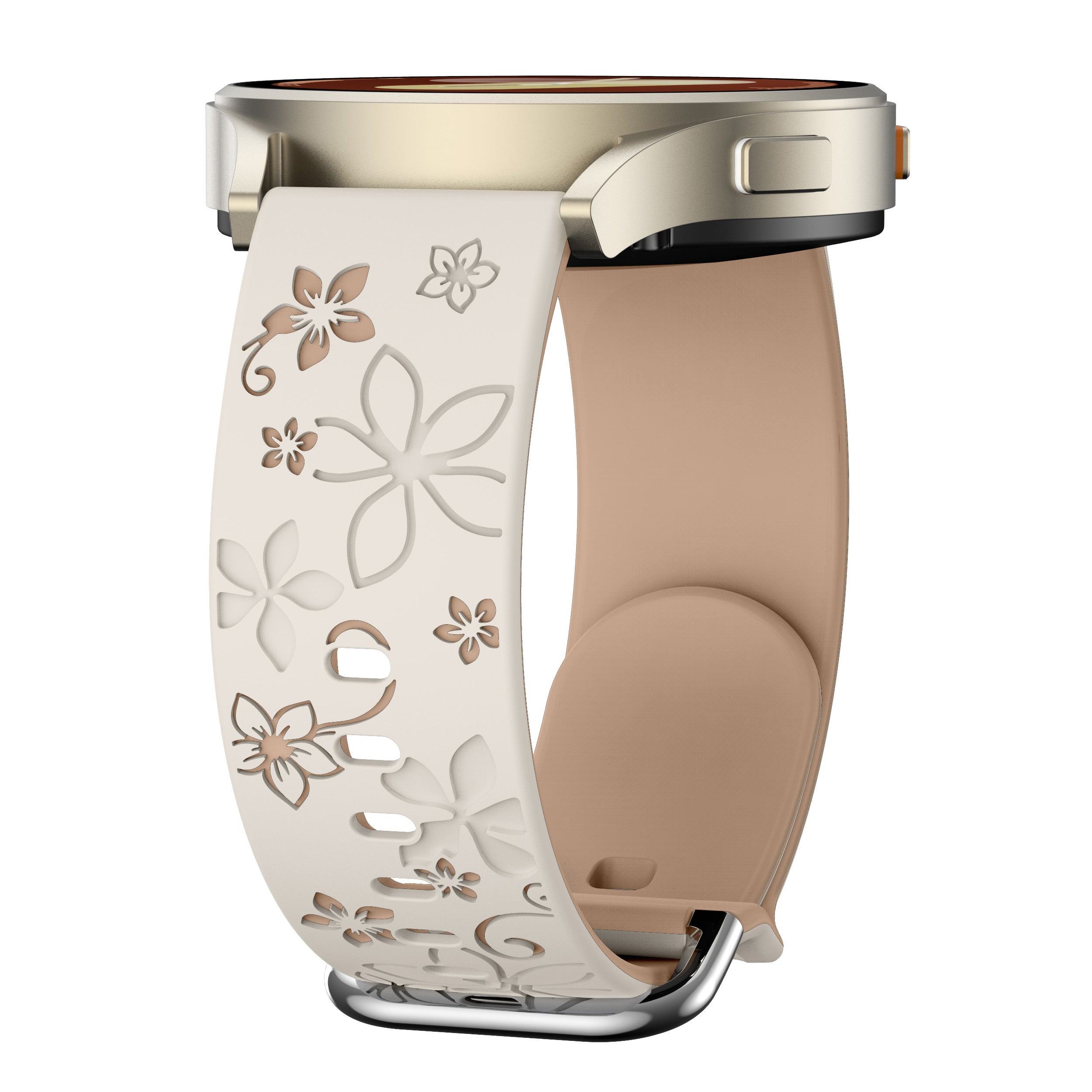 Bracelet silicone à fleurs Xiaomi Watch S4 - 41mm (lumière stellaire/beige)