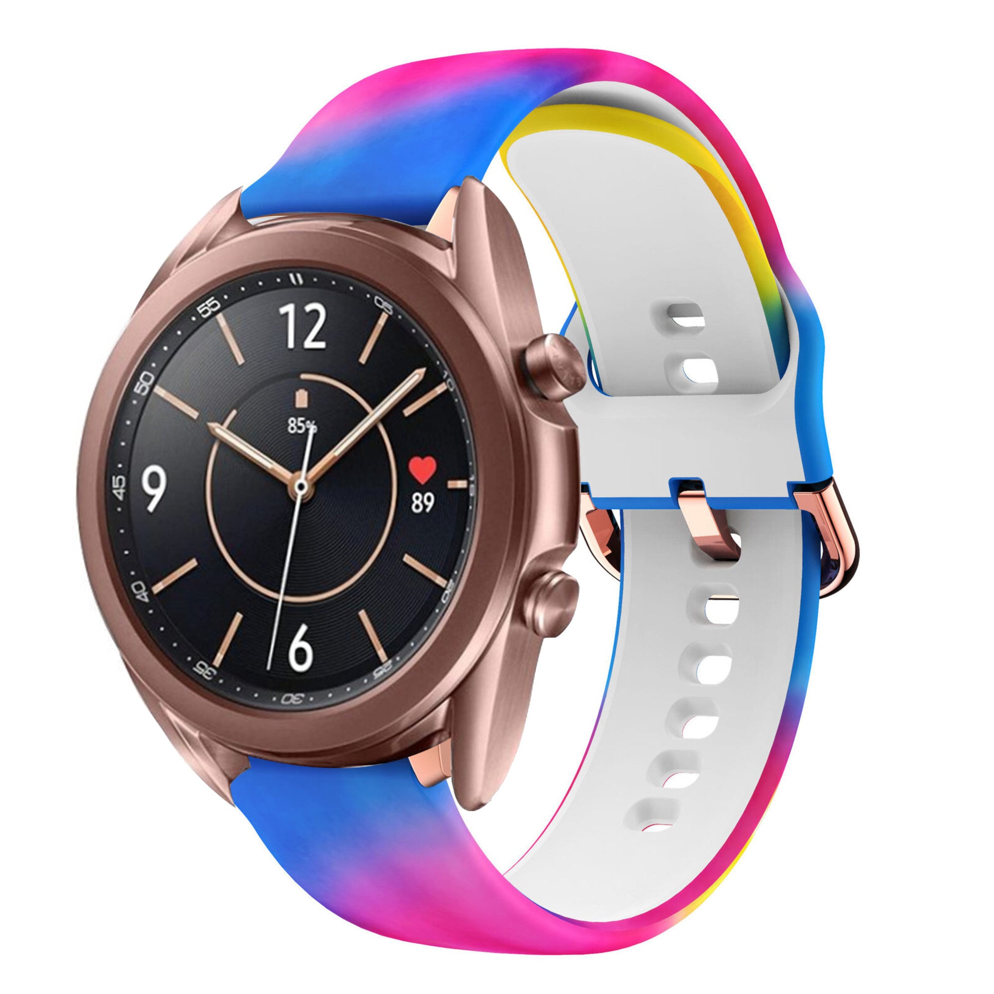 Print Silicone Strap, on a watch, 3/4 front view