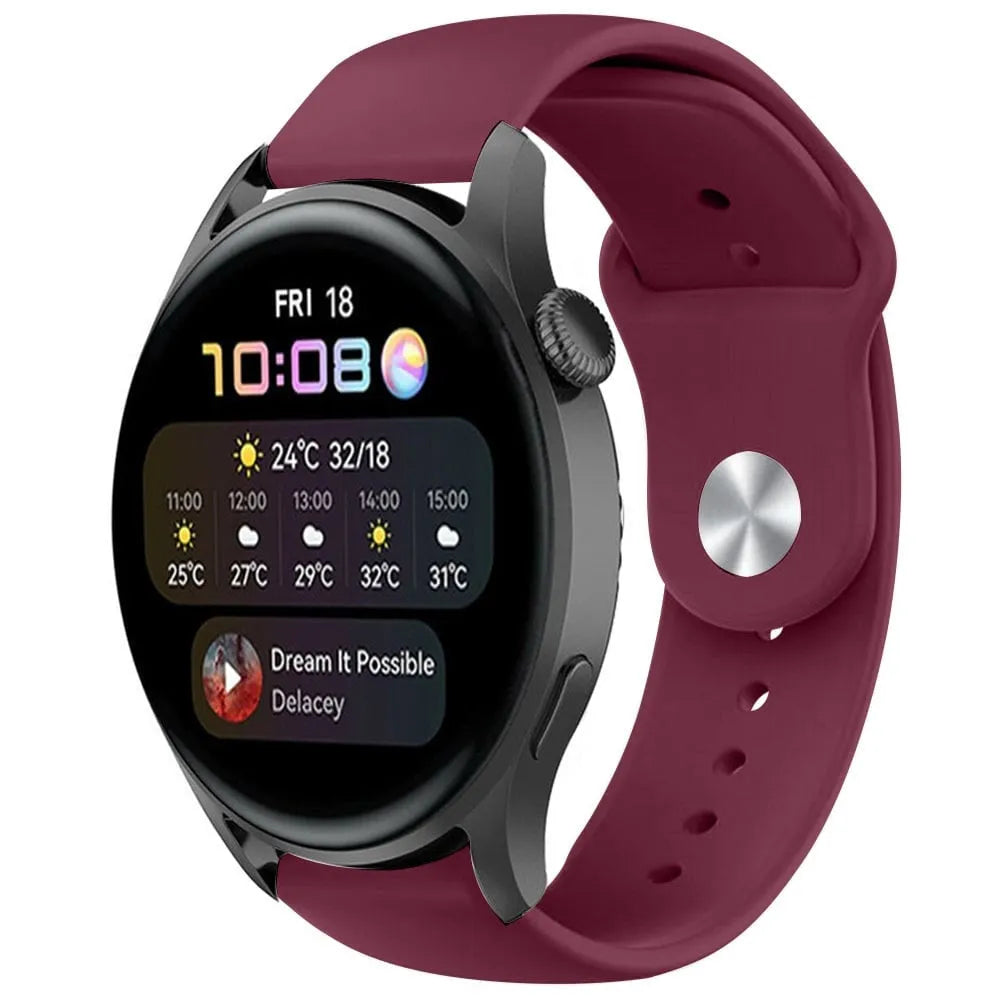 Silicone Sport Strap, on a watch, 3/4 front view
