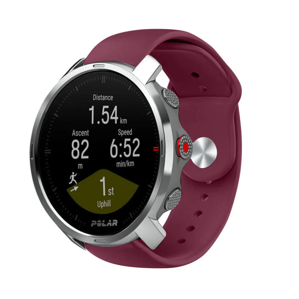 Silicone Sport Strap, on a watch, 3/4 front view