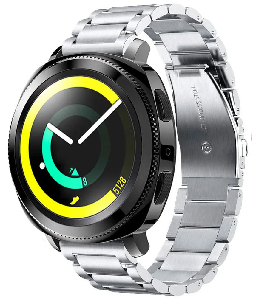Titanium Strap, silver, on a watch, 3/4 front view