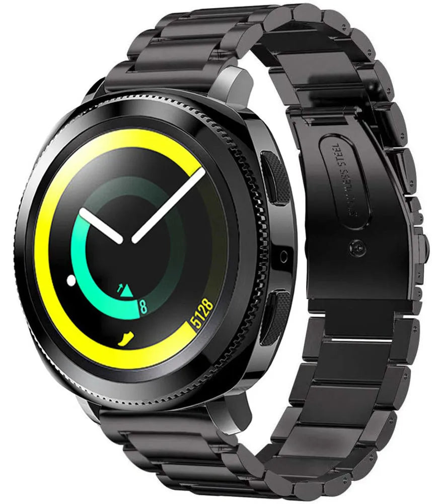Titanium Strap, black, on a watch, 3/4 front view