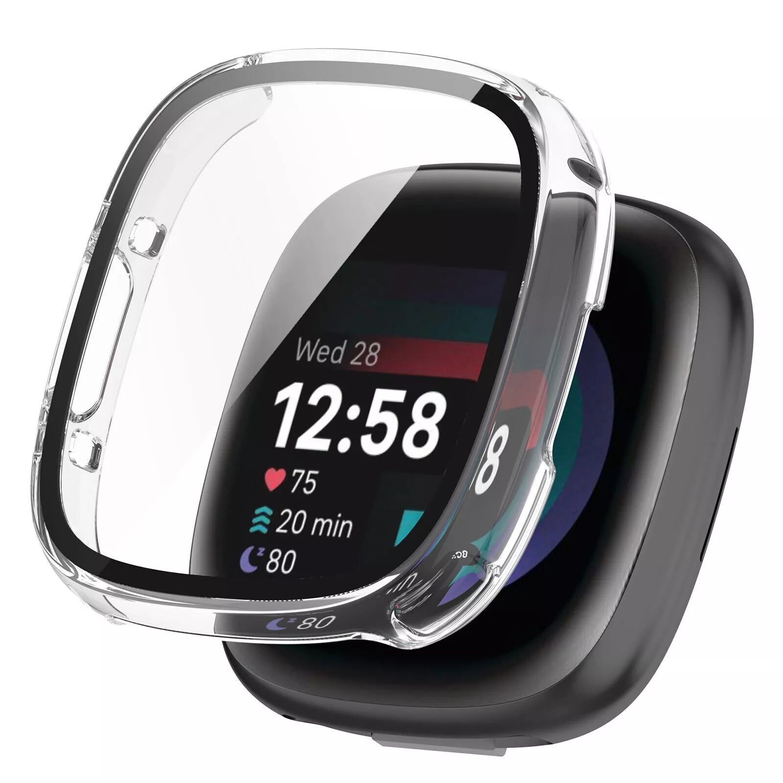 Fitbit Versa 4 / Sense 2 Hard Case with Glass