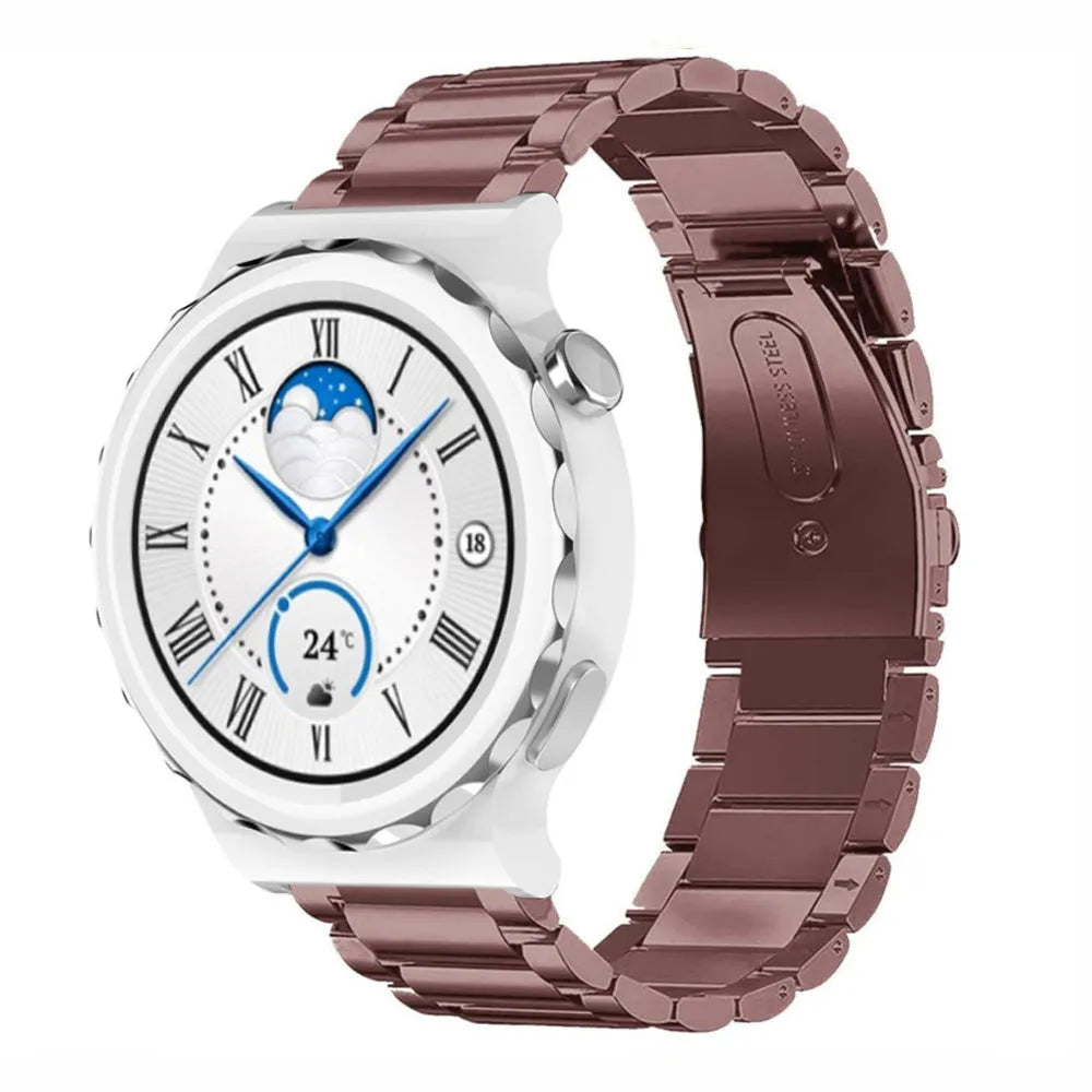 Steel Strap, bronze, on a watch, 3/4 front view