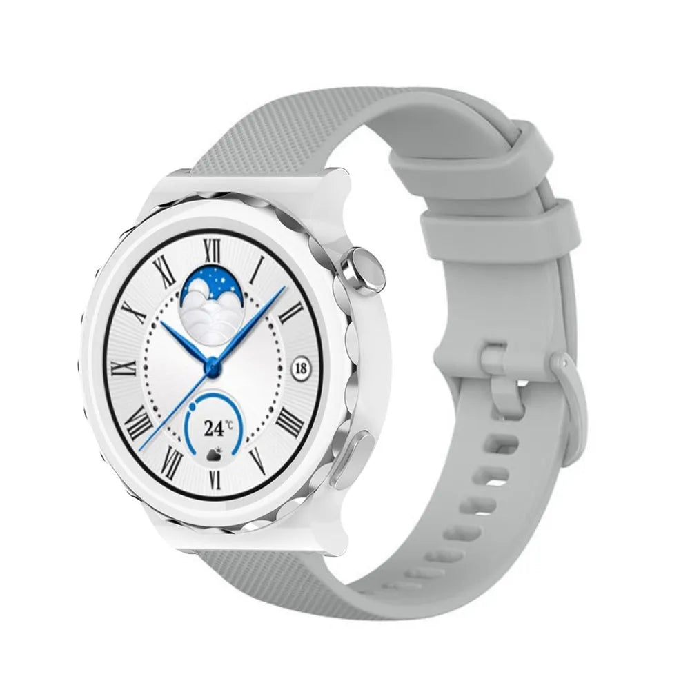 Premium Silicone Strap, grey, on a watch, 3/4 front view