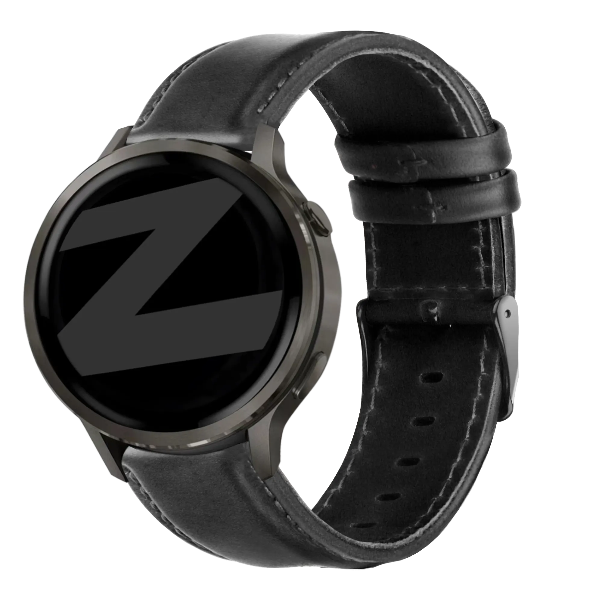 Bandz Garmin Vivoactive 4 Leather Strap 'Classic' (Black)
