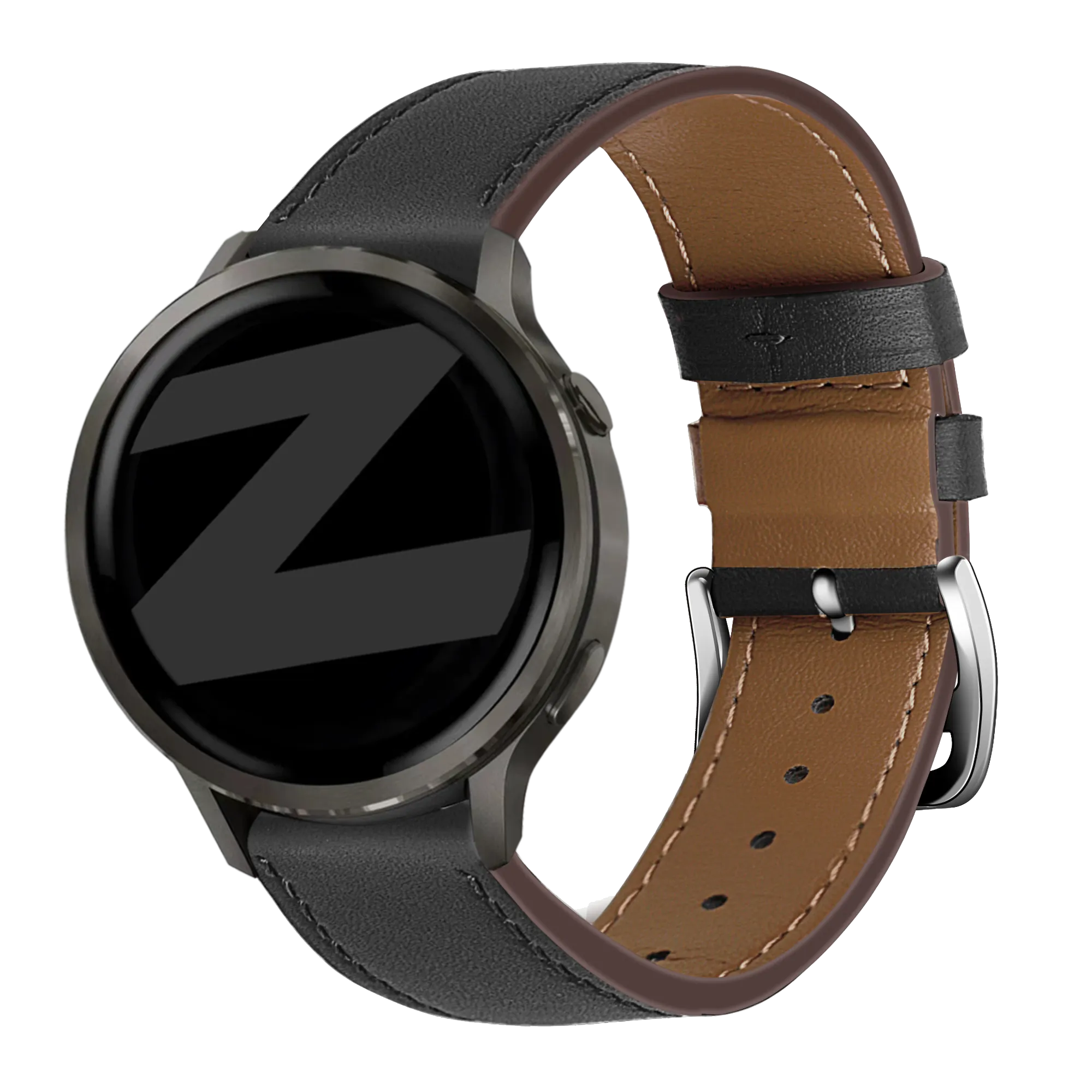 Bandz Bracelet cuir 'Deluxe' Garmin Vivoactive 4 (noir)