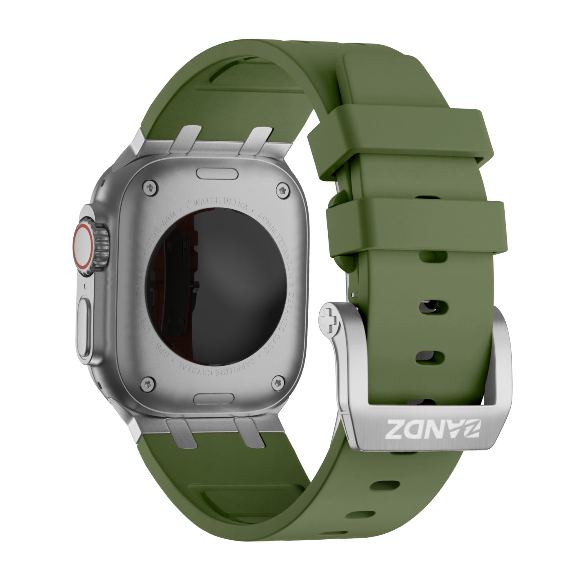 Bandz Bracelet silicone 'Luxe Liquid' Apple Watch Ultra (vert avec argent)