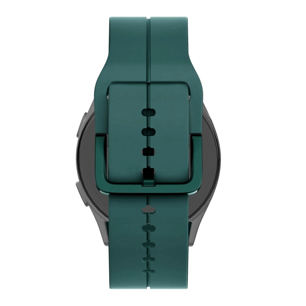 Silicone Strap 'Extreme', dark green, on a watch, 3/4 rear view
