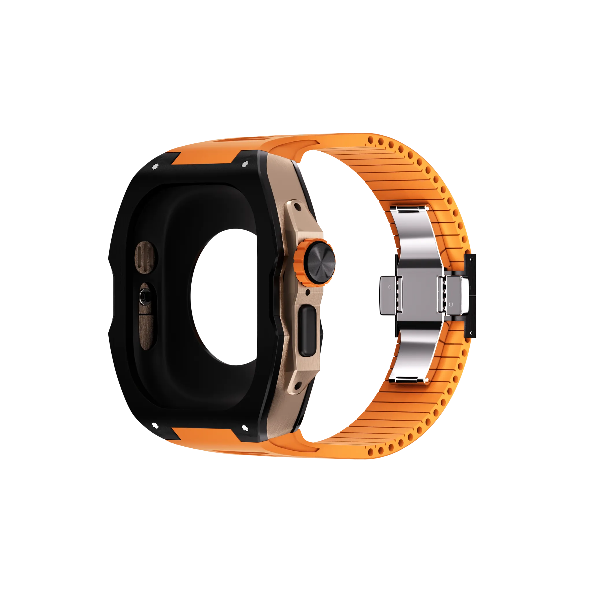 Reqior Boîtier avec bracelet en caoutchouc Apple Watch Ultra (noir/orange)