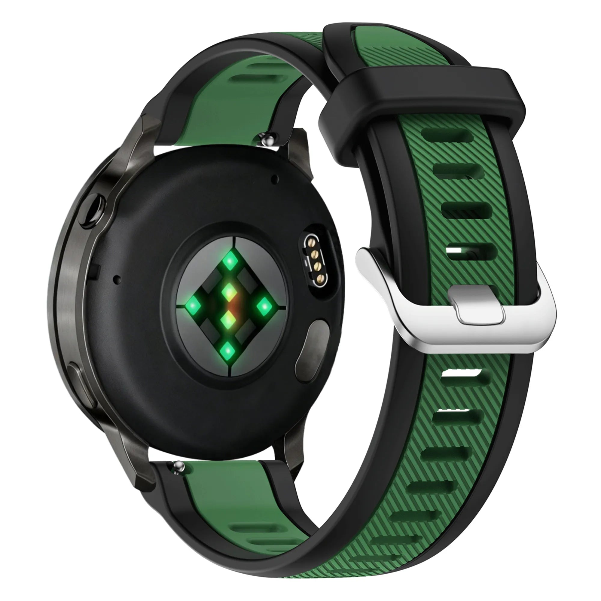 Bandz Garmin Venu 2 Dual Buckled Sport Strap (Black/Green)