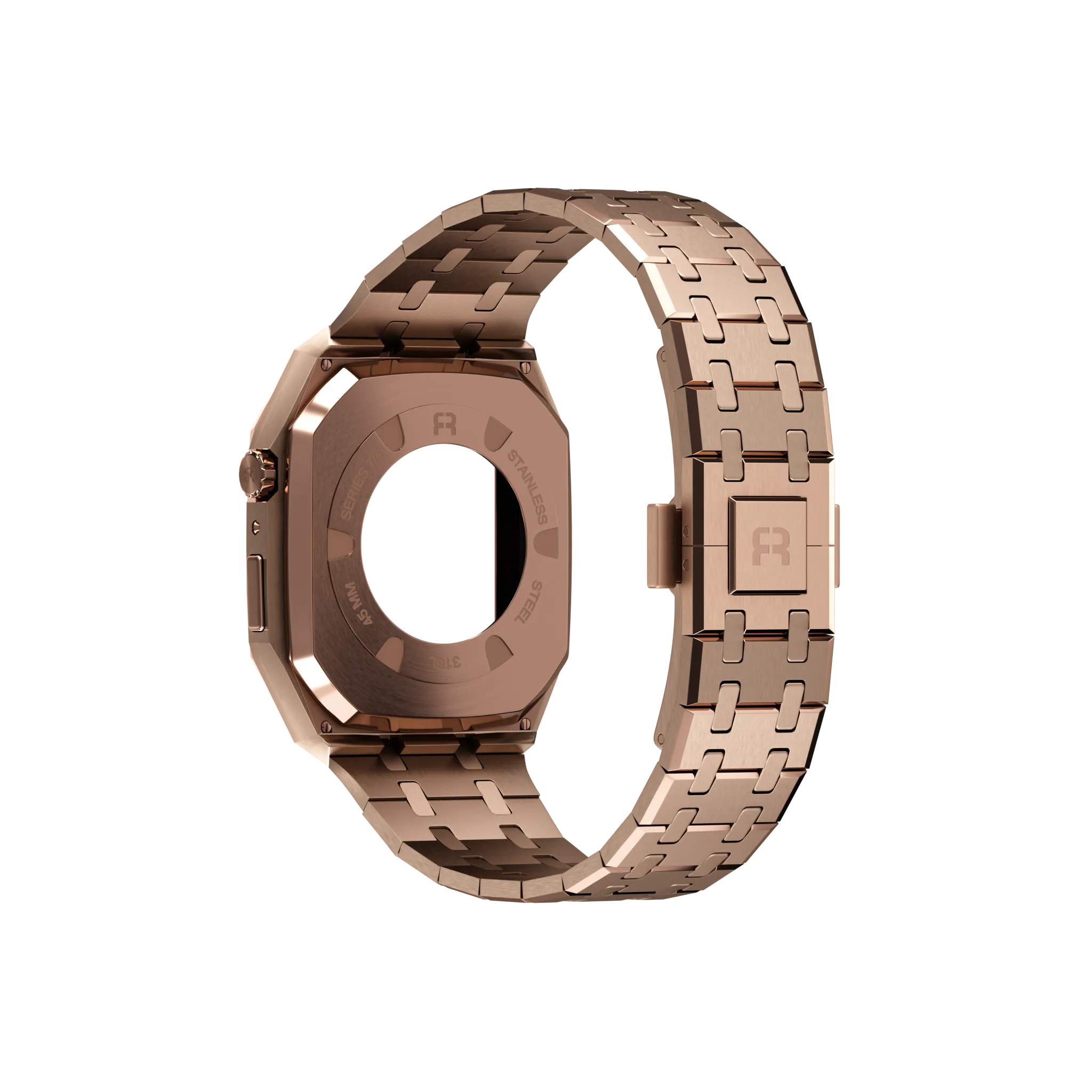Reqior Boîtier avec bracelet en acier Apple Watch 45mm (rose or)