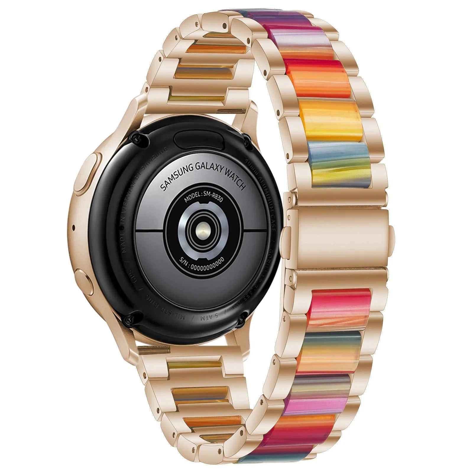 Bracelet résine et acier Amazfit Active 2 (rose or/coloré)