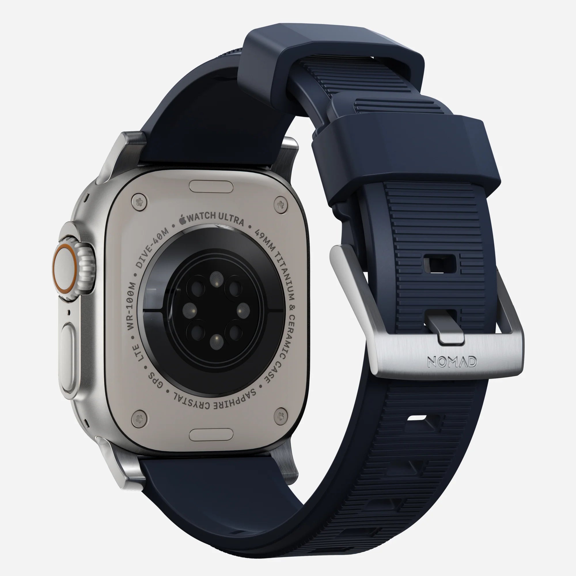 Nomad Bracelet de silicone résistant Apple Watch argenté/bleu atlantique)