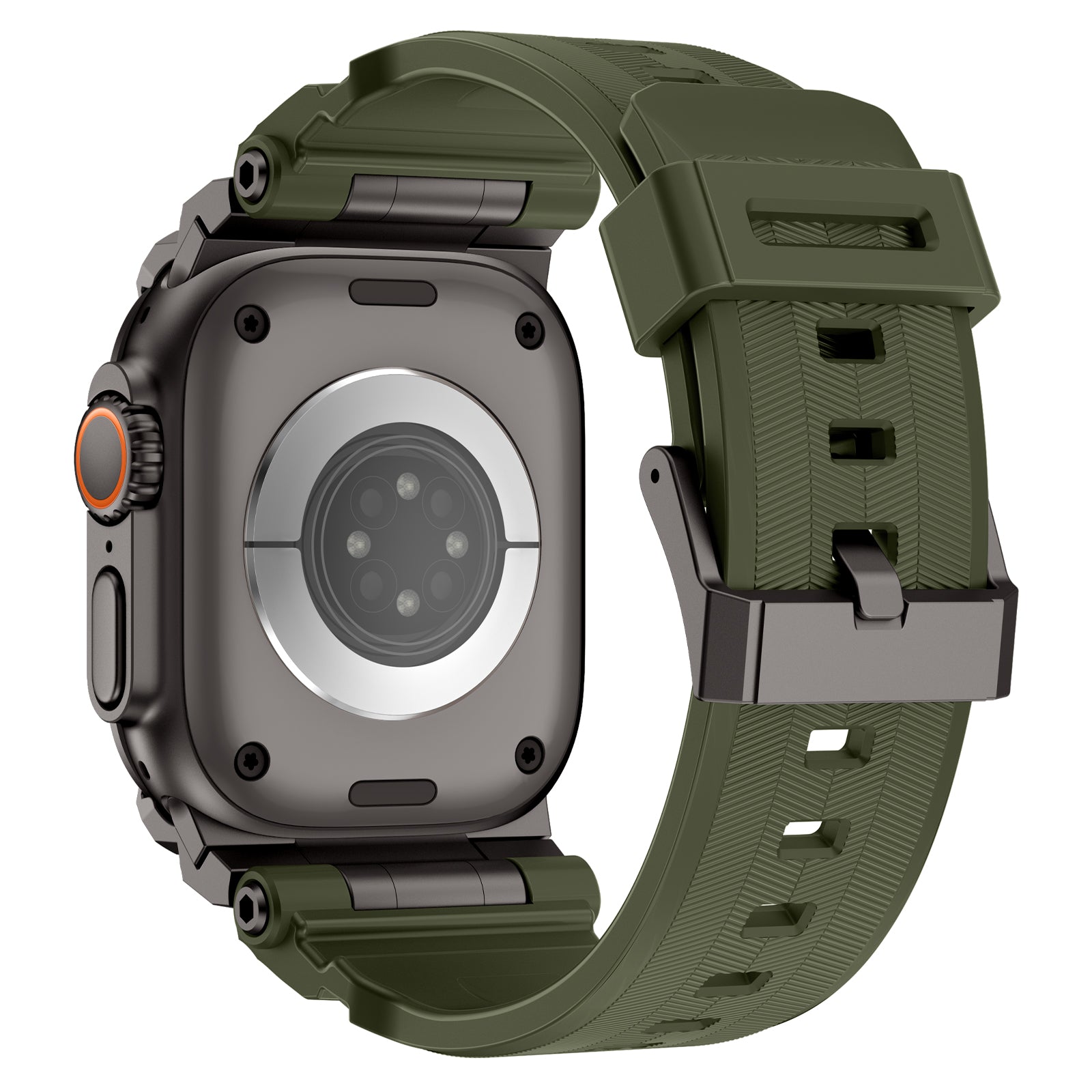 Bracelet silicone 'Quatre griffes' Apple Watch Ultra (vert avec noir)