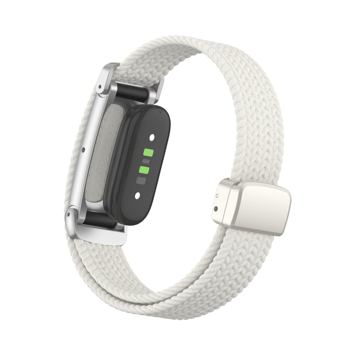 Nylon Braided Strap with D-Buckle, starlight, on a watch, 3/4 rear view