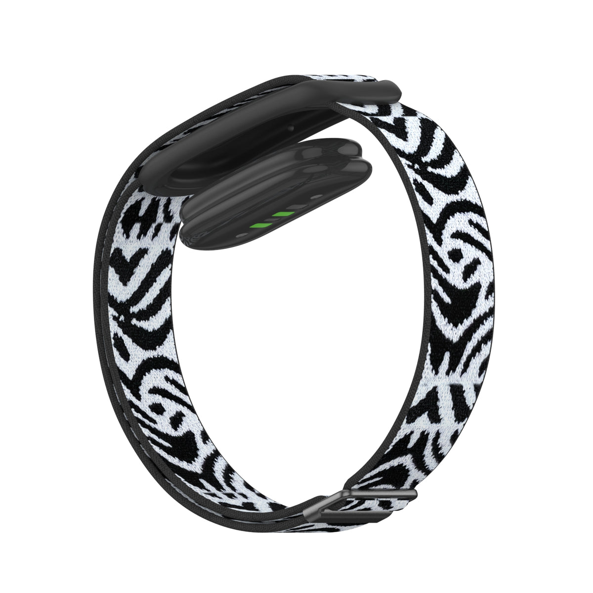 Nylon Elastic Strap, white leopard, on a watch, 3/4 rear view
