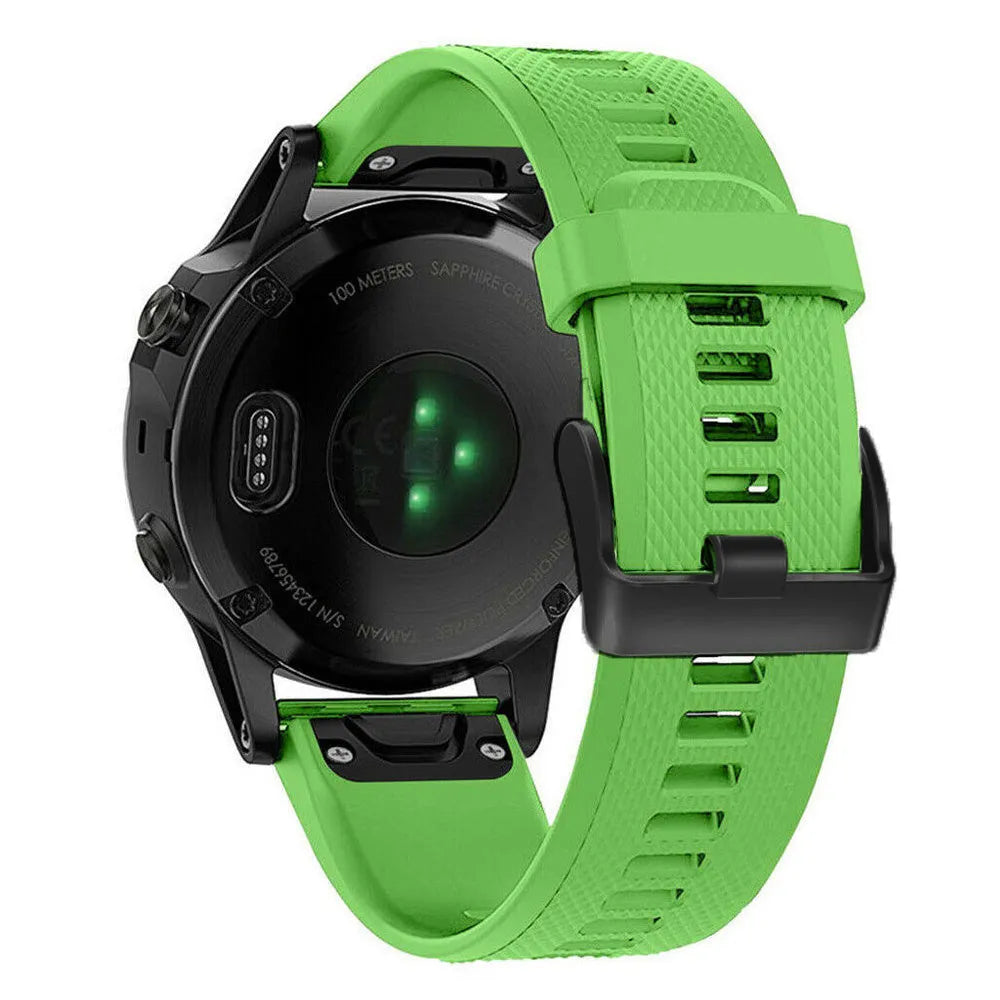 Silicone Strap, green, on a watch, 3/4 rear view
