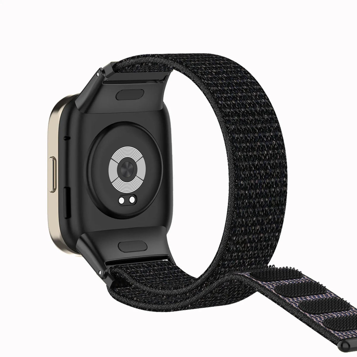 Nylon Strap, black, on a watch, 3/4 rear view