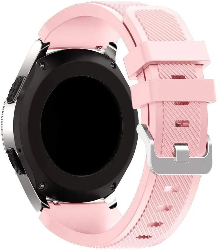 Twill Silicone Strap, pink, on a watch, 3/4 rear view